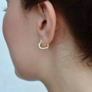 Minimal Heart Hoop Earrings with Zircon Stones • Elegant Heart Shaped Hoop Earrings • Dainty Heart Hoop Earrings with Zircon