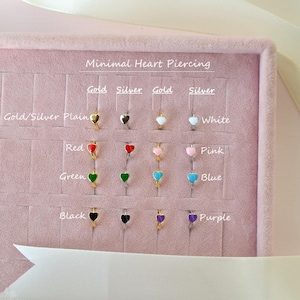 Minimal Heart Piercing • Tiny Helix Hoop • Tragus, Rook • Cartilage Earring • Dainty Jewelry