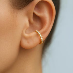 Zircon Stone Ear Cuff: Adjustable Waterproof Rhodium Plated Non-Piercing Earcuff