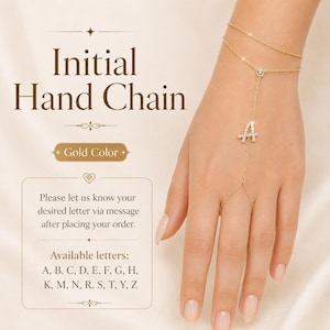Zierliche Initial Hand Kettenarmband - Gold oder Silber Slave Armband