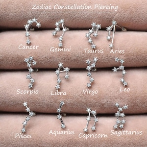 Piercing sterrenbeeld sterrenbeeld – gouden en zilveren astrologische studs • Piercing sterrenbeeld – hemelse zirkoonoorsieraden