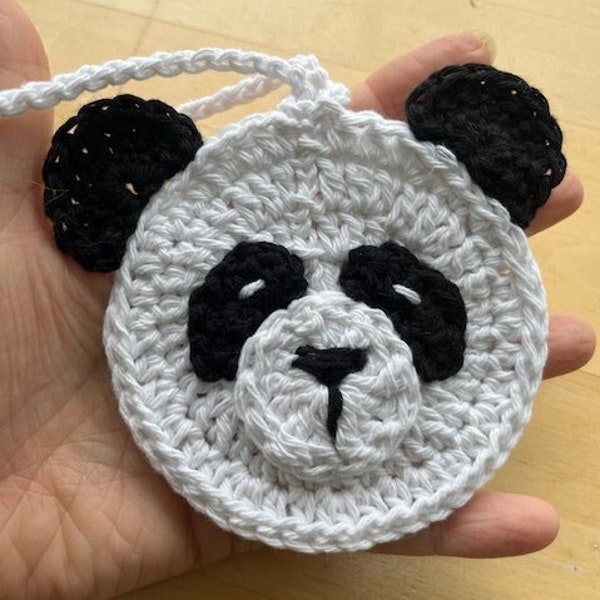 Etui panda airpods, pochette écouteurs, housse panda clé, rangement clé, bijou de sac au crochet, cadeau fait main au crochet,