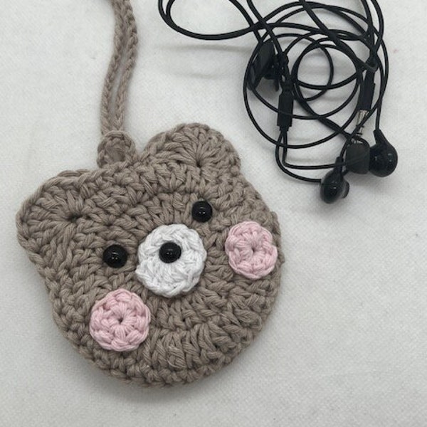 Étui AirPods ours, pochette crochet, housse écouteurs nounours, rangement accessoires, mini sac pour clé, bijou sac à main, idée cadeau