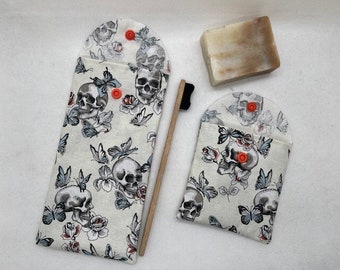 Waterproof Toothbrush Pouch, Solid Soap Pouch, Waterproof Cosmetic Case, Coated Cotton Soap Bag, Gift for Her Christmas