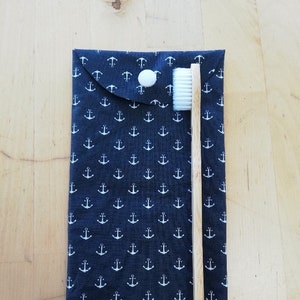 Pochette et brosse à dents en bambou, lot étui imperméable avec une brosse à dents, pochette nomade imperméable, cadeau zéro déchet image 2