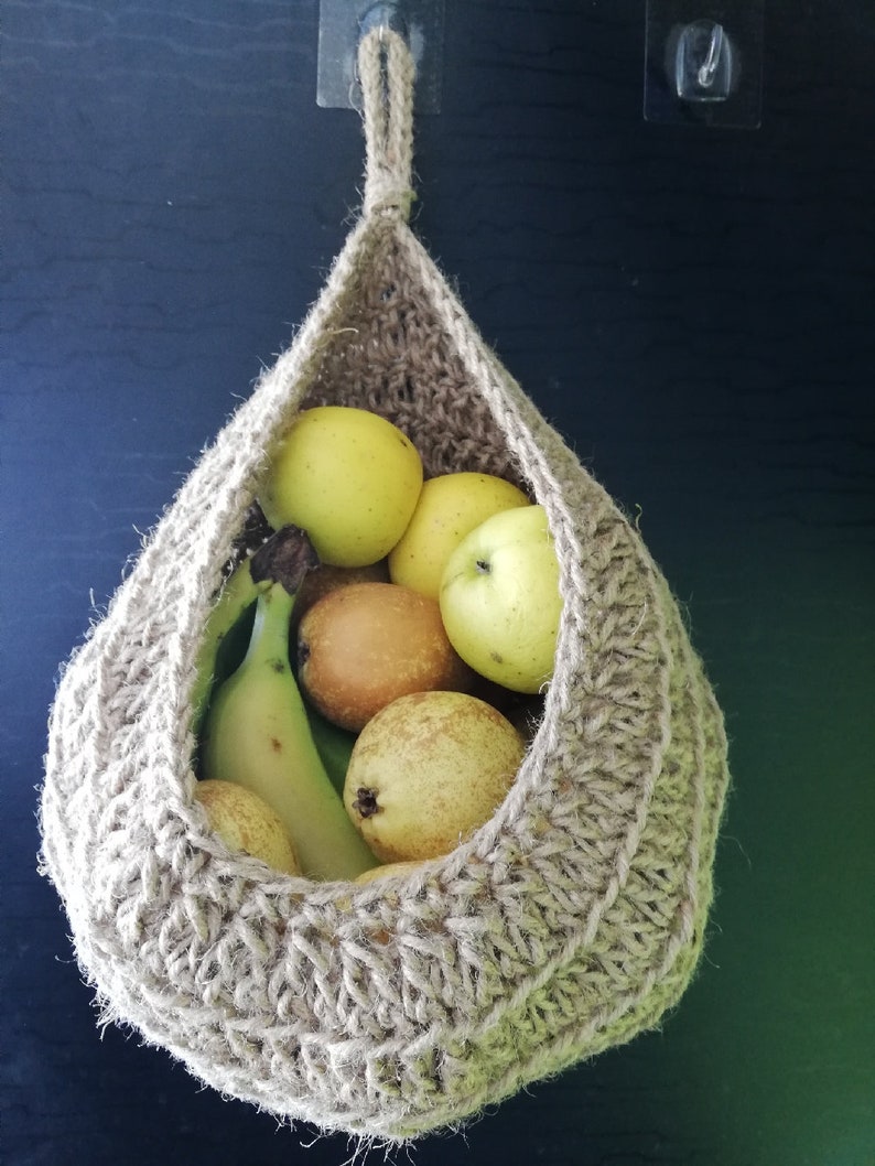 Jute Hanging Basket. Kitchen Storage Basket. Handmade Etsy