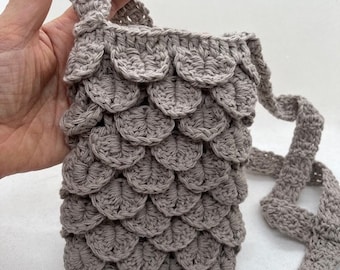 Shoulder bag for phone, mini smartphone bag, small handmade crochet crossbody pouch in cotton, handmade Christmas gift idea