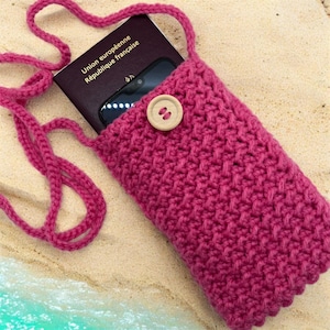 Bolso de hombro pequeño, bolso bandolera de crochet hecho a mano, funda para teléfono, mini bolso para smartphone, regalo navideño para ella