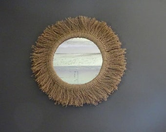 Round Wall Mirror Jute Sun Mirror Boho Chic Mirror Ethnic Etsy