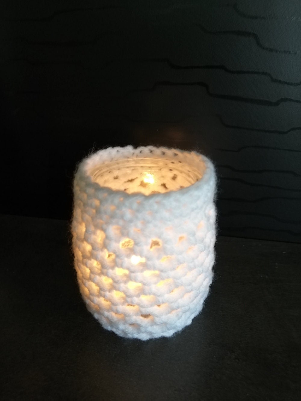 Photophore Blanc, Photophore Noir et Or, Bougie, Fait Main Au Crochet, Décoration Intérieur, Déco de