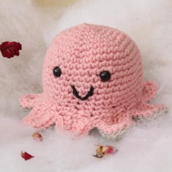 Poulpe peluche, pieuvre émotions, poulpe réversible, octopus souriant heureux, poulpy en colère, animal au crochet, cadeau méduse fait main