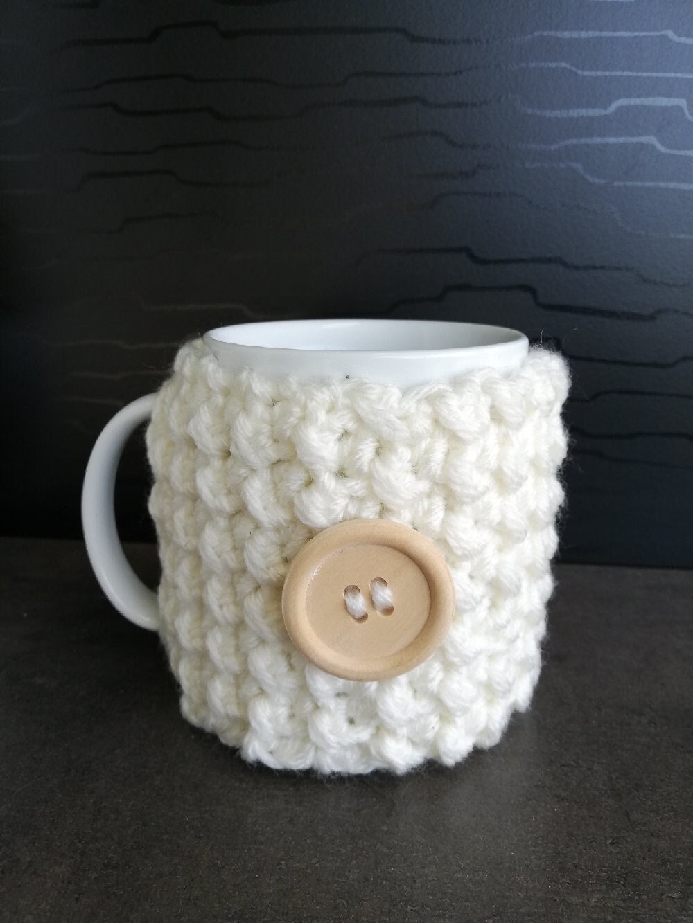 Couvre-Tasse, Couvre Mug Bouton, Cache Au Crochet, Protège Mug, Housse Pour Pause Café, Thé, Idée Ca