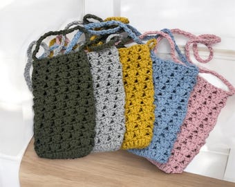 Crochet cell phone bag, women's shoulder bag, mini crossbody bag, small boho bag for summer, gift for her
