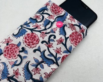 Fabric phone cover, fleece pouch for smartphone, mobile case, cotton mobile phone case