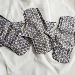 Serviette hygiénique lavable, lot de serviettes hygiéniques, protection périodique flux léger normal ou abondant, protège slip lavable, SHL