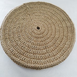 Round placemat in jute thread, rustic under plate, boho table decoration, natural centerpiece, handmade trivet image 10