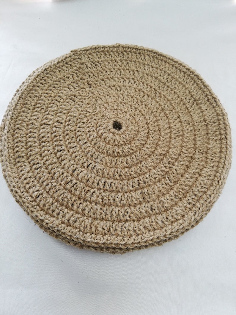 Round placemat in jute thread, rustic under plate, boho table decoration, natural centerpiece, handmade trivet image 10