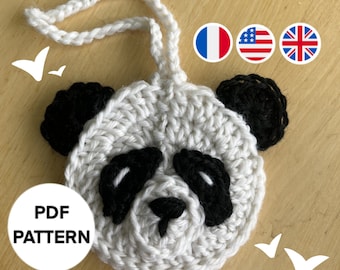 SOLO PATRÓN, estuche panda AirPods, tutorial de bolsa panda de crochet DIY para descargar, archivo digital, explicaciones del modelo panda