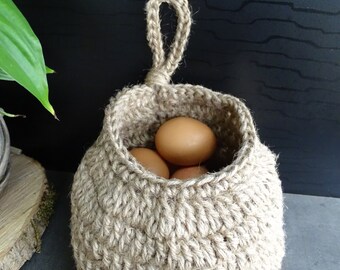 Panier de rangement, petite corbeille ronde en jute, stockage oeufs, fruits ou légumes, décoration petits paniers, cadeau zéro déchet