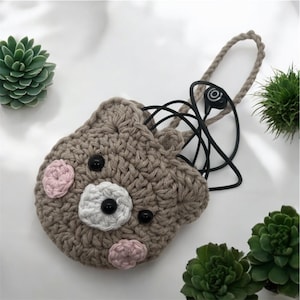 Custodia all'uncinetto per AirPods, custodia all'uncinetto per auricolari, cover a forma di orsacchiotto, mini portachiavi, gioielli da borsetta, regalo per bambini