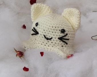 Reversible cat, cat emotions soft toy, adult child emotions cuddly toy, crochet mood changing kitten, original birthday gift