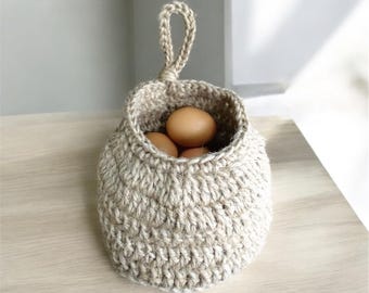 Panier de rangement, panier mural fait main, corbeille de cuisine à suspendre ou à poser, organisation plan de travail, stockage fruits