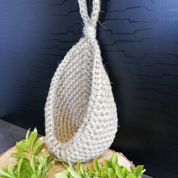 Panier décoratif, support mural en jute pour petite plante, décor naturel mur végétal, cadeau de Noël, cadeau pendaison de crémaillère