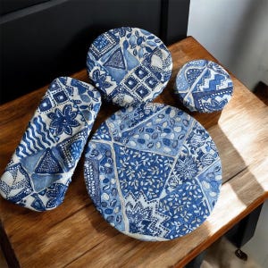 Pokrywa do naczyń Charlotte Blue, zmywalna pokrywa do naczyń, pokrywa do ciasta, miski sałatkowej lub foremki do ciasta, wielokrotnego użytku akcesorium kuchenne