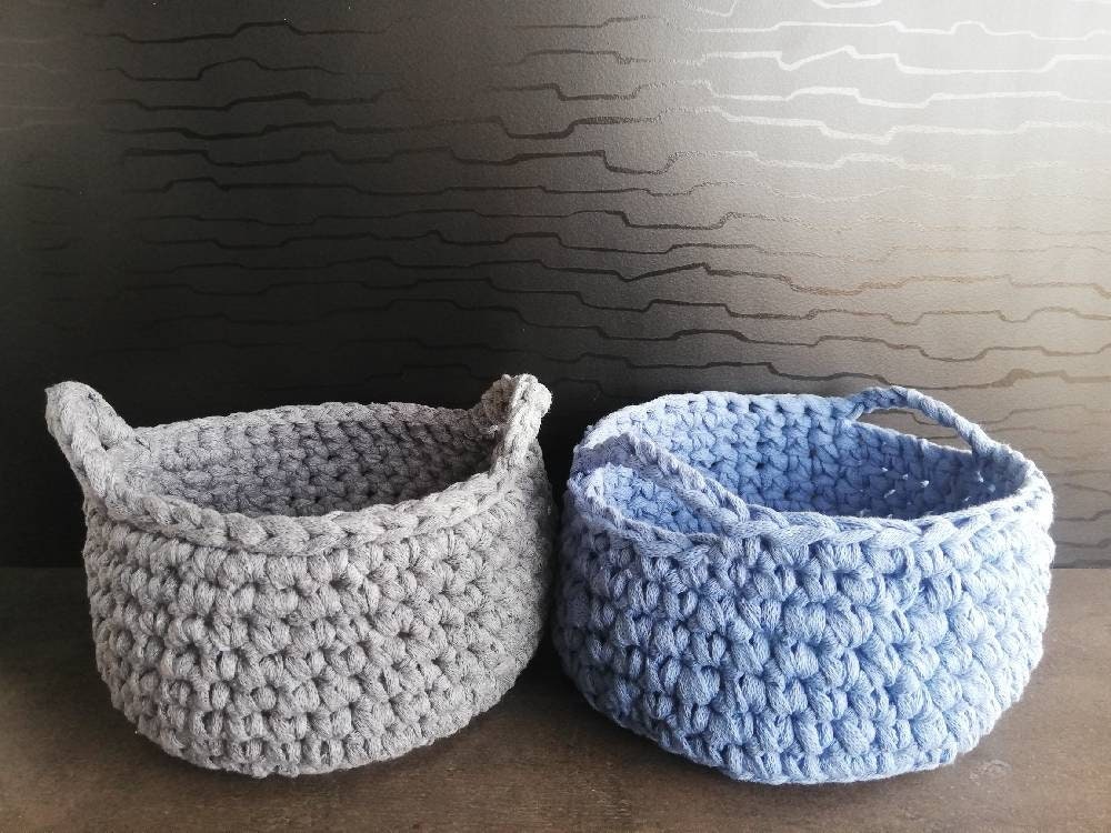 Panier Au Crochet, Petit Panier Rond, de Rangement, Corbeille Vide Poche, Déco