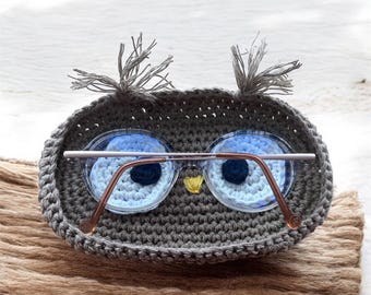 Support lunettes animal au crochet, repose lunettes chien ou chouette ou grenouille, rangement lunettes rigolo, cadeau Noël original