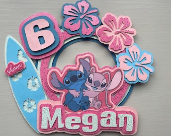 Stitch & Angel Cake Topper | Custom Experiment 626 Party Decor