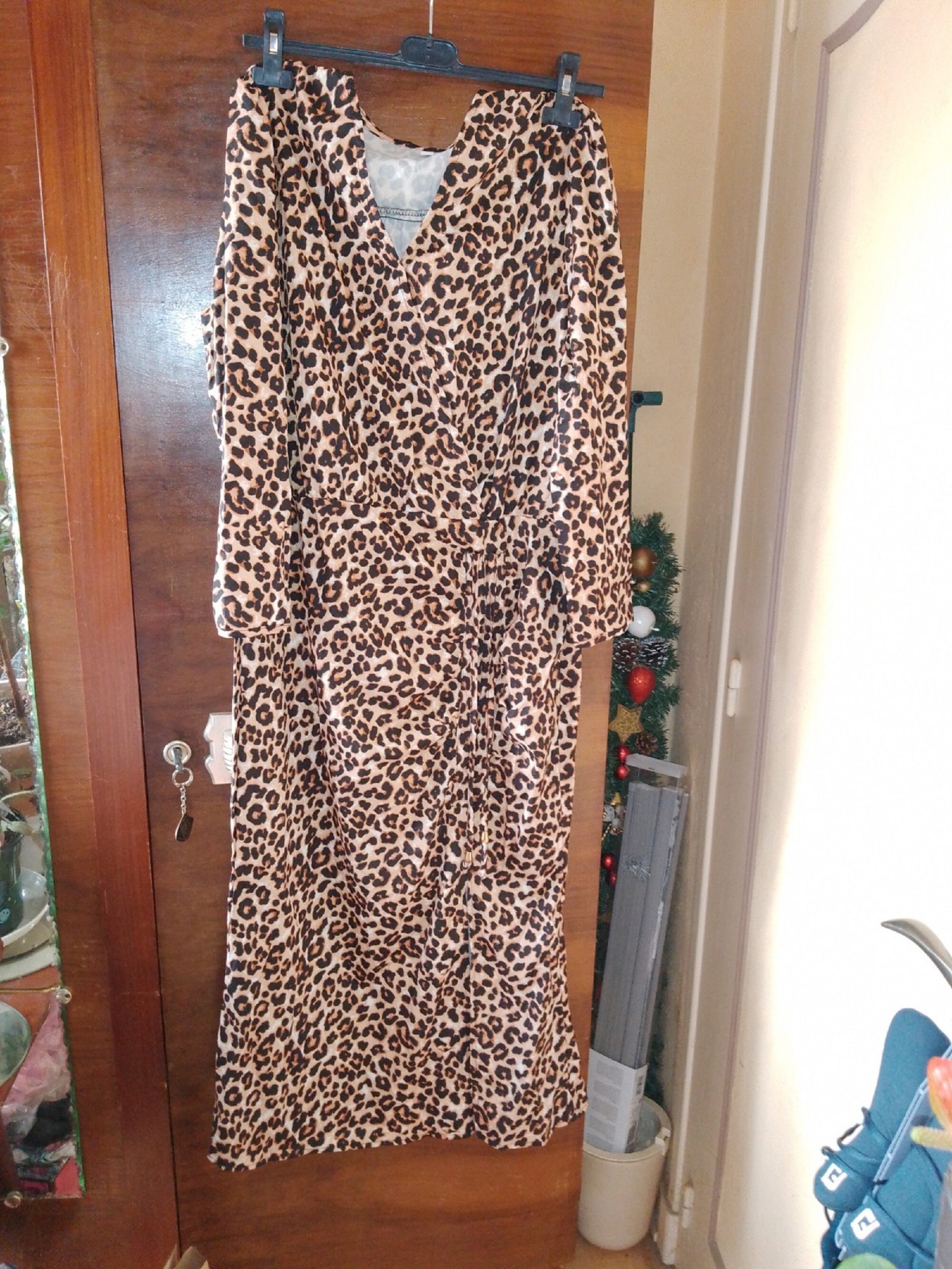 Leopard Aqua Imprimé Animal Léopard Robe Chic Extensible Manches Decolleté M 8715 Leopard Aqua Imprimé Animal Léopard Robe Chic Extensible Manches Decolleté M 8715