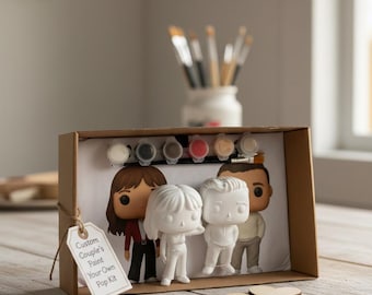 Personalized Couple Painting Kit | Custom DIY Funko Style Figures | Anniversary Gift for Him Her | Paint Your Own Boyfriend Girlfriend Minia
