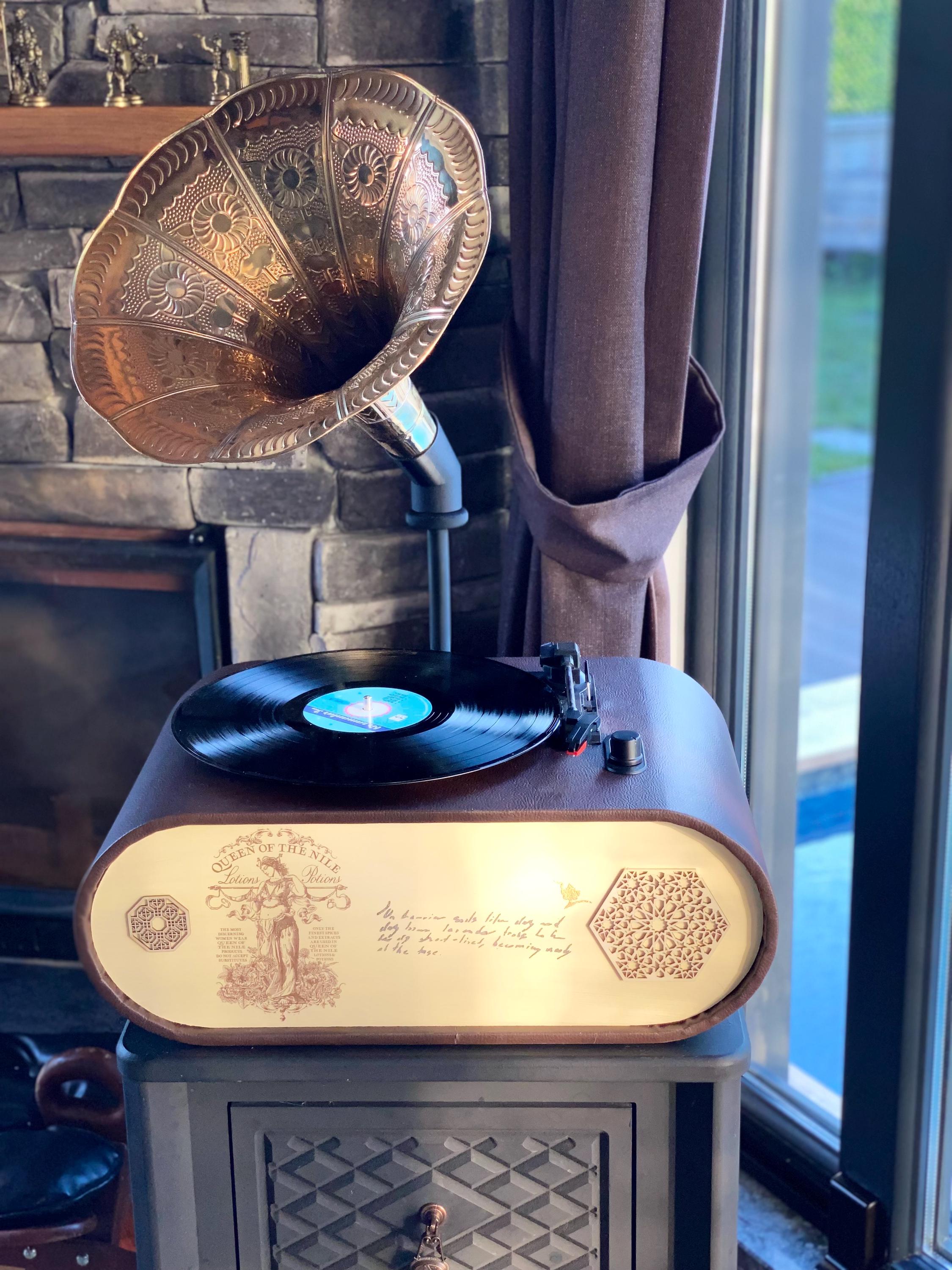Reproductor de gramófono vintage / Reproductor de discos de vinilo / Sistema de sonido vintage con Bluetooth / Tocadiscos de gramófono vintage con diseño personalizable