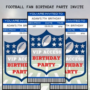 Fußball-Geburtstags-Einladungs-Vorlage | VIP Game Day Ticket Style | Bearbeitbar Kinder Party einladen | Sofort Download PDF