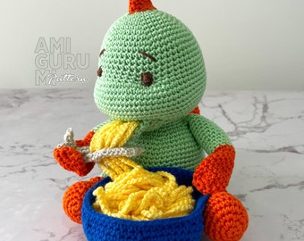 CROCHET PATTERN: Dinosaur Eating Spaghetti (English)