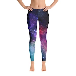 Galaxy Leggings, Night Sky Leggings, Celestial Festival Leggings, Boho Yoga Pants,  Stars Space Workout Leggings