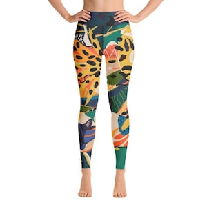 WILD AFRICA - Yoga Leggings, Jungle High Waisted Shaping Yoga Pants, Premium Workout Fitness Tights for Women