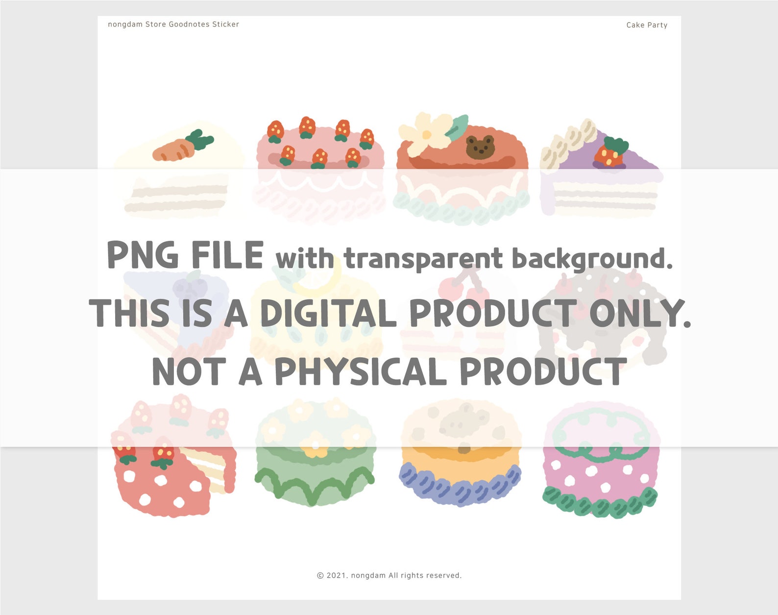 Cake Party Goodnotes Sticker Birthday Stickers Digital Etsy