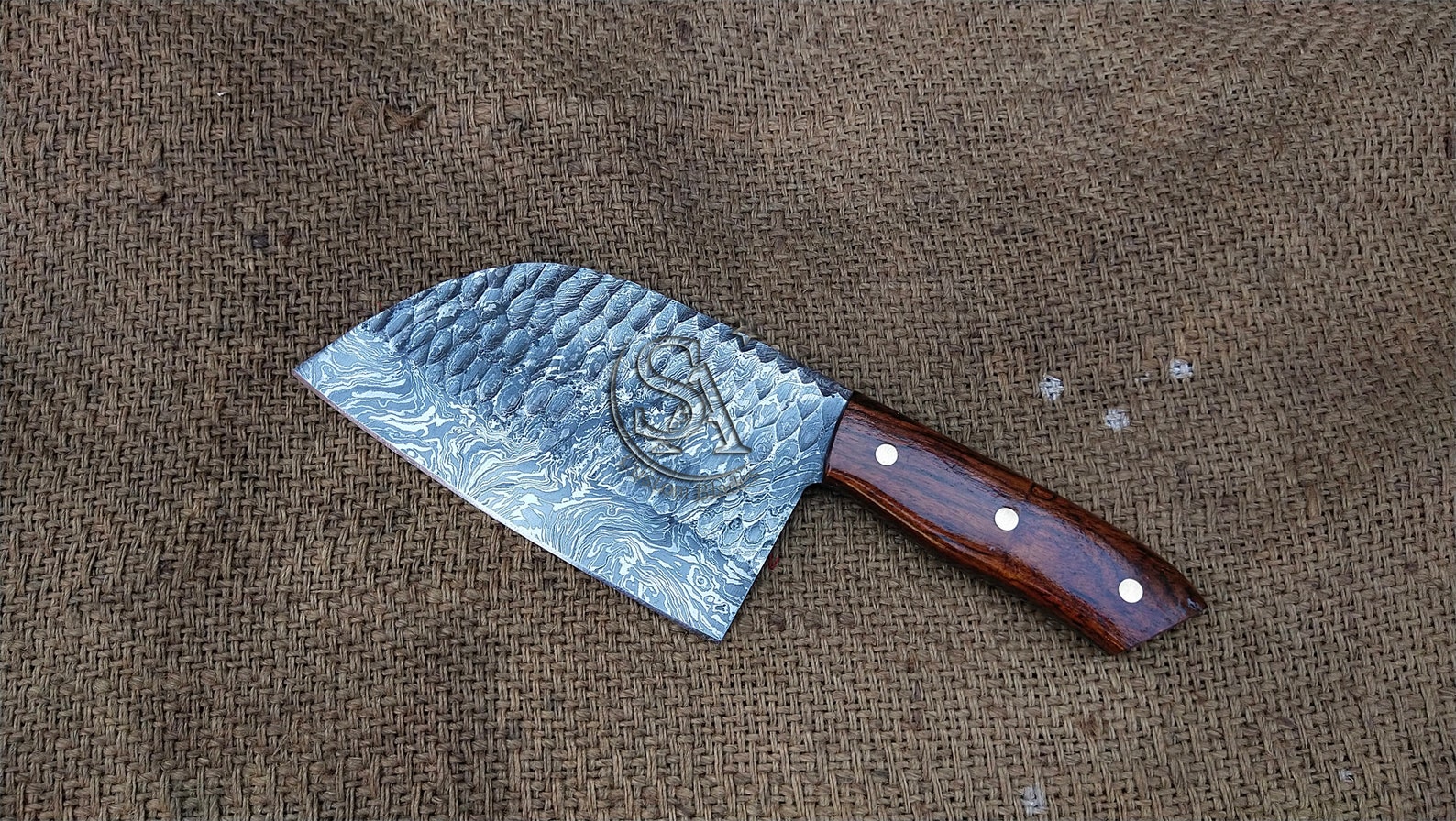 Serbian Meat Cleaver Knife Damascus Custom Handmade Meat Etsy
