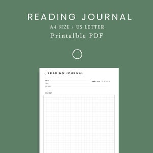 Reading Journal Reading Log, Reading Planner A4 US Letter size, Reading Printable Reading Tracker, Book Journal Books to Read