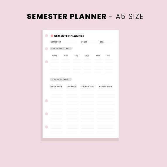 Semester Planner Printable College Semester Planner Study | Etsy