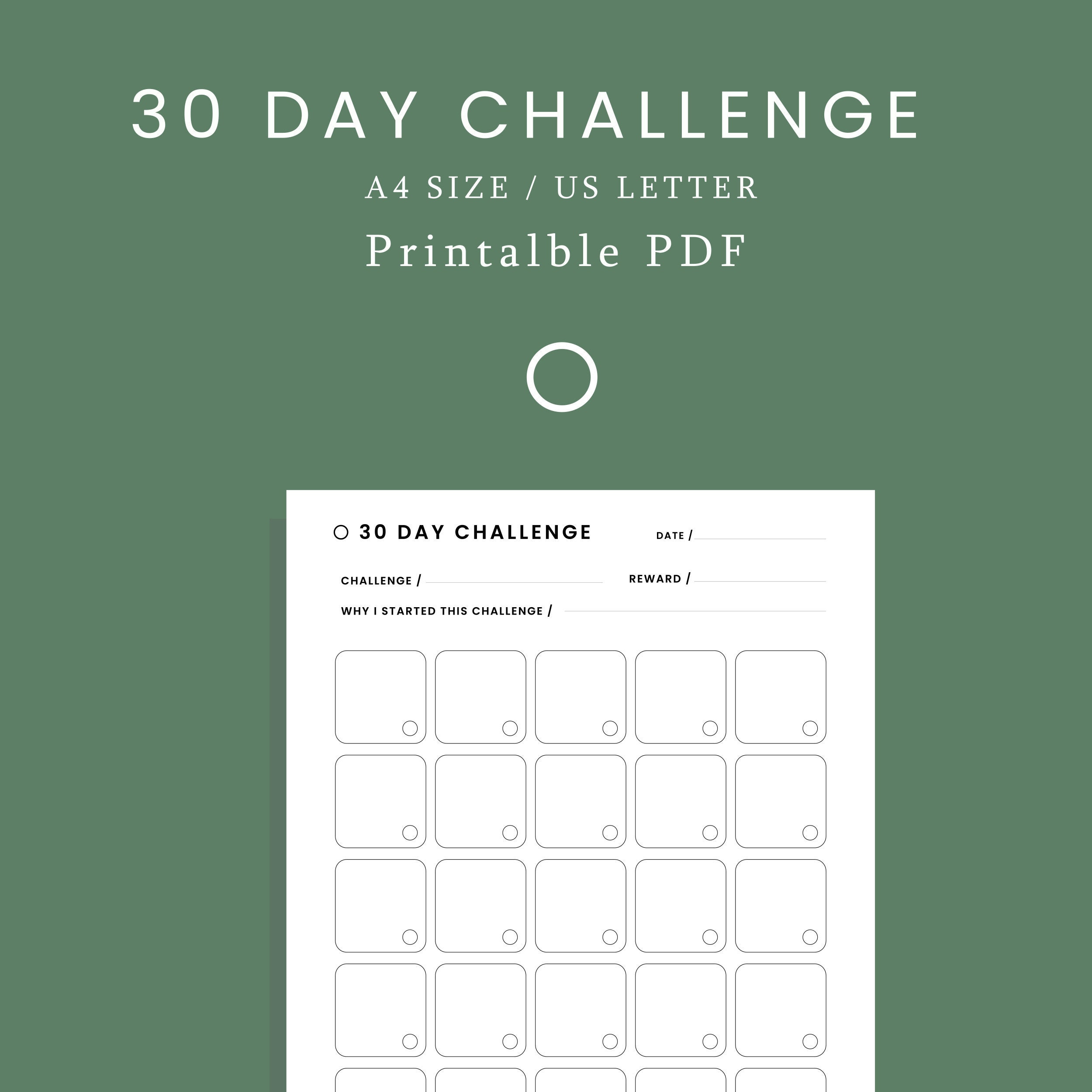 30 Day Challenge Printable Monthly Customisable Daily Etsy 30 Day Challenge Printable Monthly Customisable Daily Etsy
