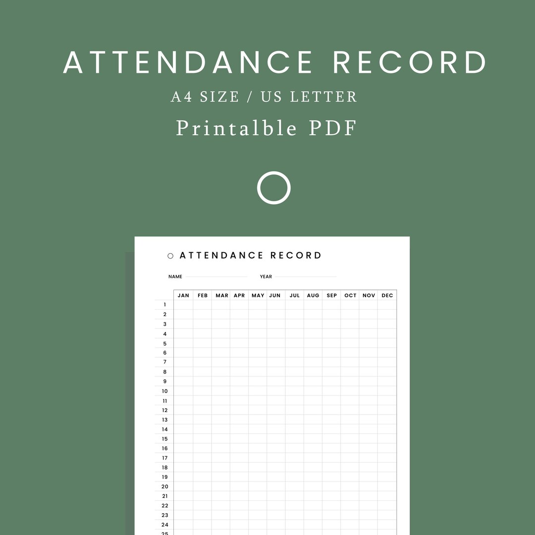 Printable Homeschool Attendance Record - PDF Attendance Tracker Insert ...