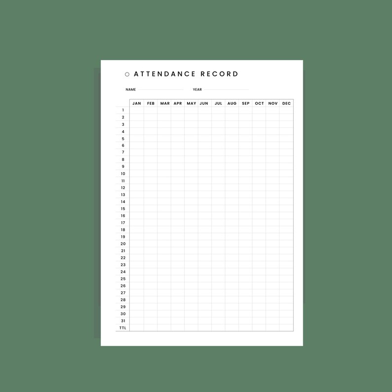 Printable Homeschool Attendance Record PDF Attendance | Etsy