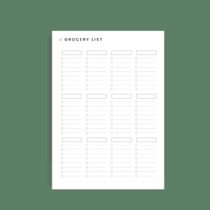 shopping grocery list with categories printable pdf meal etsy