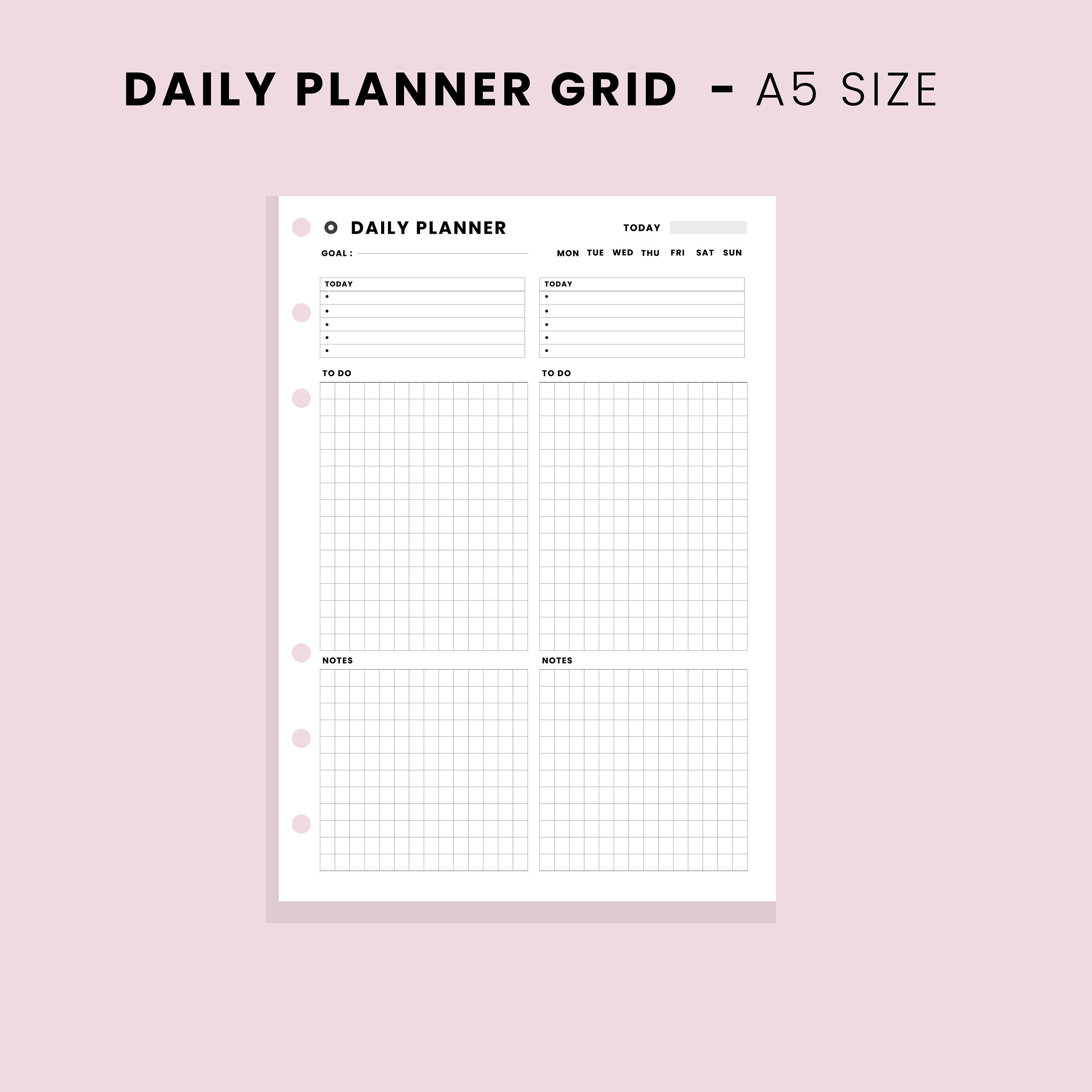 Daily Planner Printable A5 Planner Inserts Daily Planners and Etsy