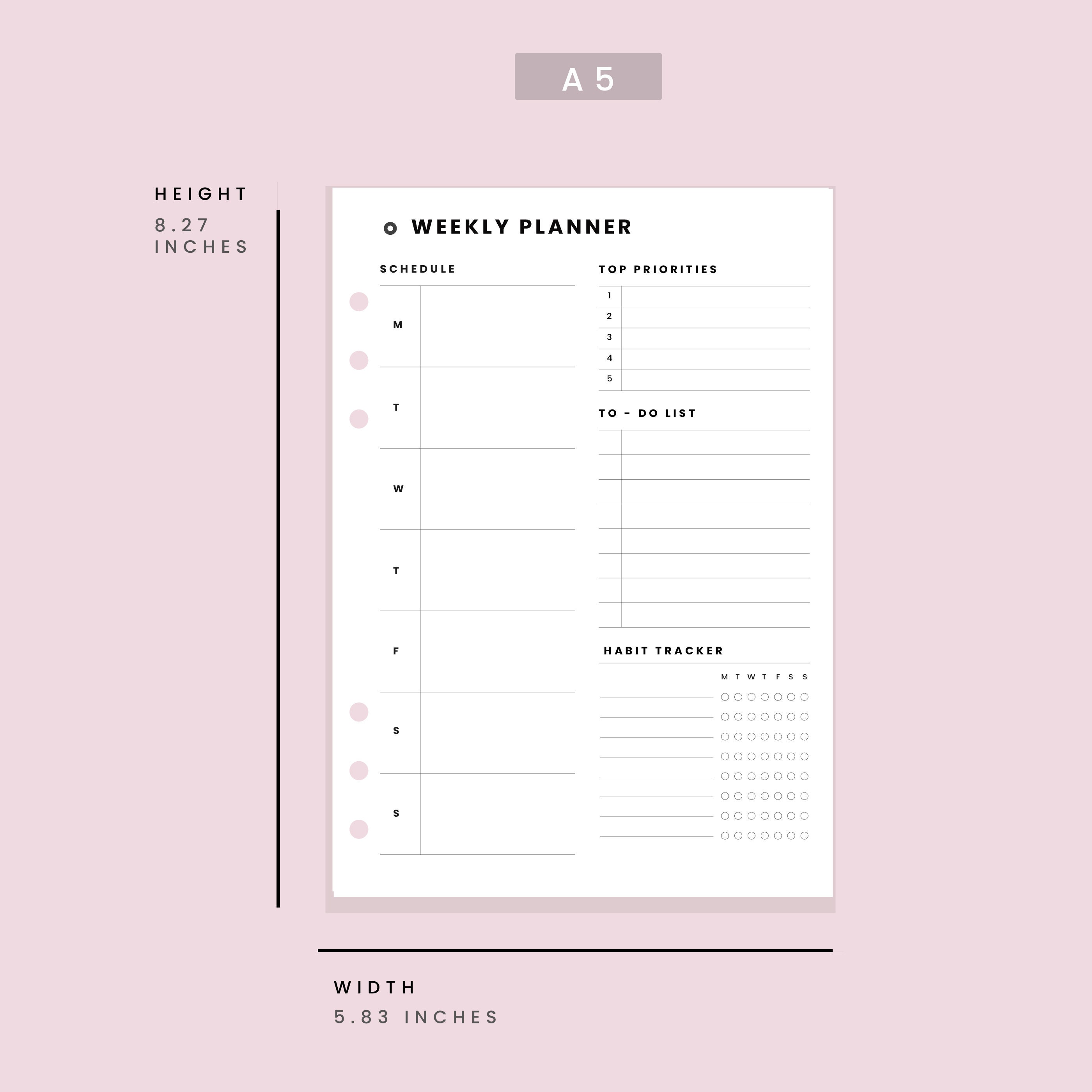 Weekly Tasks Planner Printable | to Do List | Finance Tracking | Weekly ...