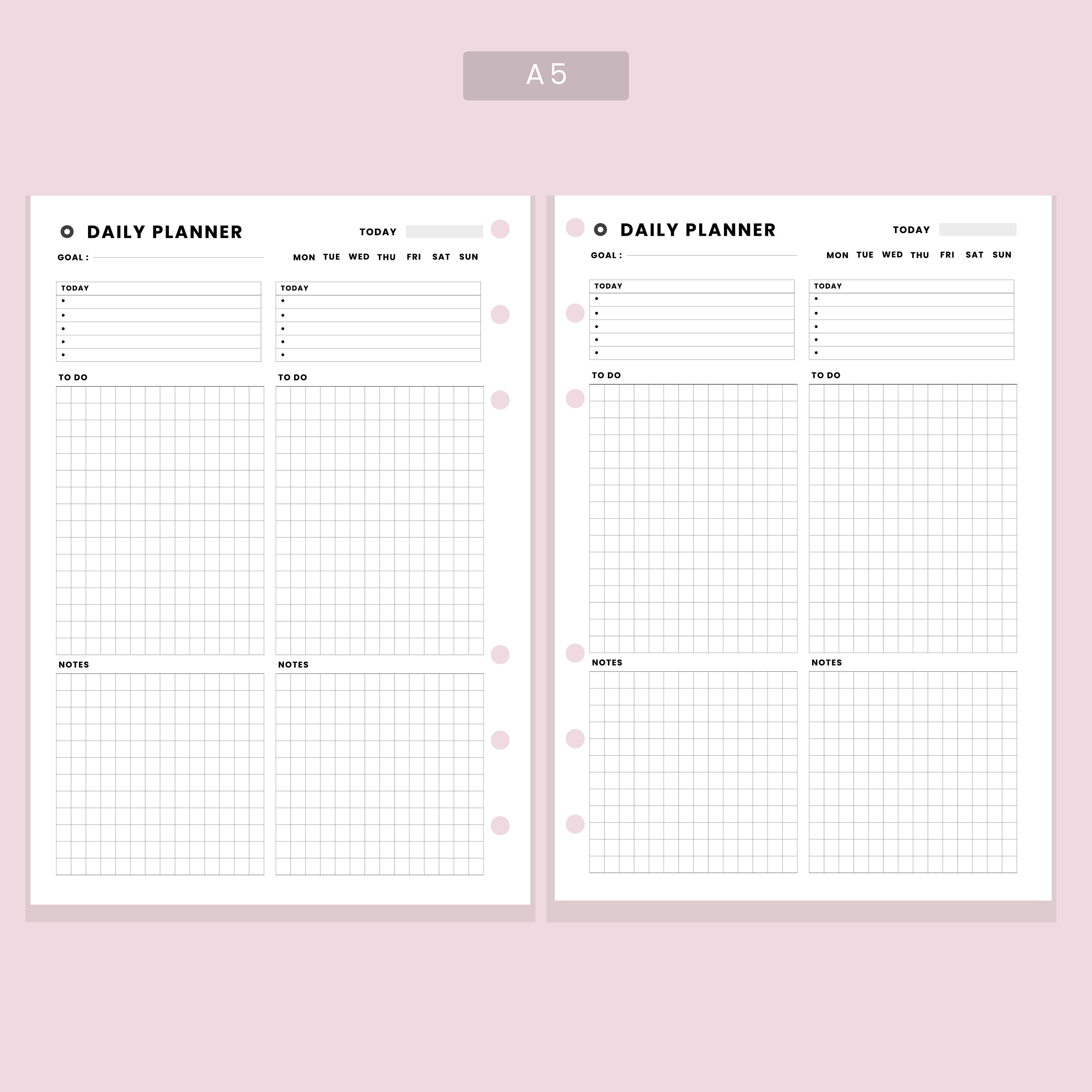 Daily Planner Printable A5 Planner Inserts Daily Planners and | Etsy