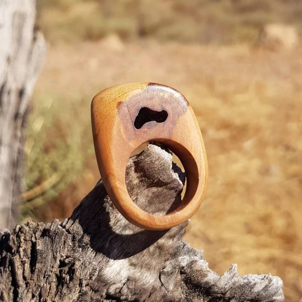 One-off design ring made from almond wood for her, inspired by nature, eco friendly, original gift, anniversary